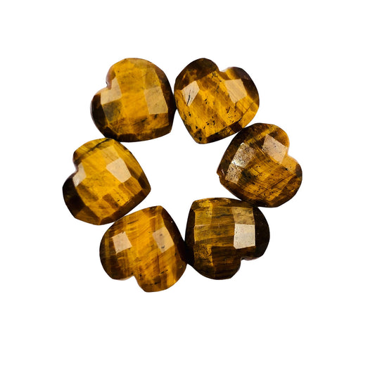 2 Pieces Natural Tiger Eye Faceted Heart Shape Gemstone, Size 10mm, Hand Carved Briolette, Loose Gemstone For Jewelry Making , SKU - BBI308