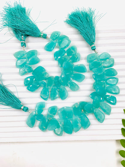 4 Inches Natural Amazonite Sail Crown Cut Gemstone Side drill Beads, Fancy shape Gemstone Briolette, Size 8x16mm to 9x18mm gift for her