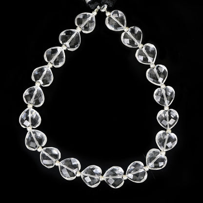 19 pcs Natural Crystal Quartz Carved Heart shape Gemstone Briolette Beads | Beads For Jewelry | Wholesale Gemstone beads BBI341