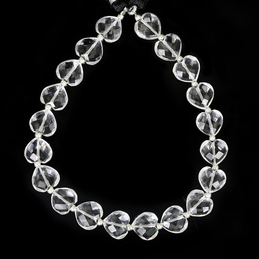 19 pcs Natural Crystal Quartz Carved Heart shape Gemstone Briolette Beads | Beads For Jewelry | Wholesale Gemstone beads BBI341