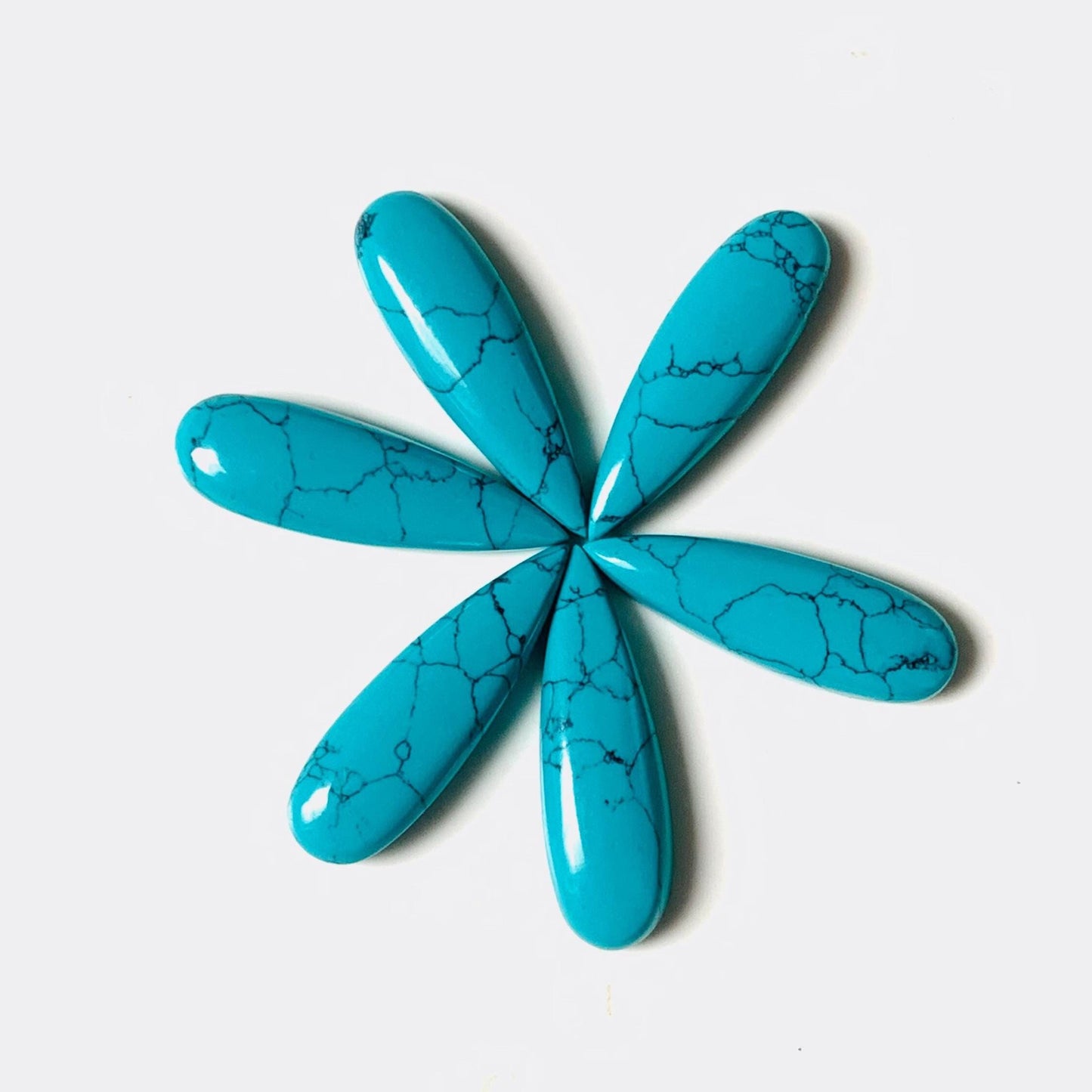 1 Pair Synthetic turquoise Smooth Long Pear Shape Flat back Gemstone Size 10x31mm, Matching Pair Briolette, Earring Making gift for her