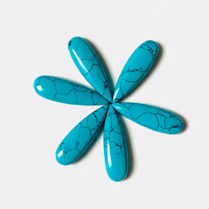 1 Pair Synthetic turquoise Smooth Long Pear Shape Flat back Gemstone Size 10x31mm, Matching Pair Briolette, Earring Making gift for her