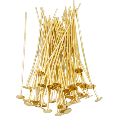 Gold-Plated Flat Headpins – 50 PCS 52mm Decorative Jewelry Findings
