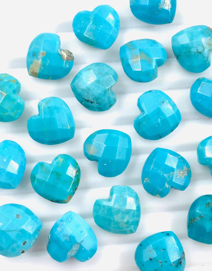 Natural Arizona Turquoise Hand Carved Heart Shape Loose Gemstone Beads , Carved Heart Shape Gemstone Briolettes ,Loose Beads , 10mm BBI315