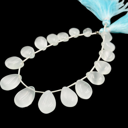 Light Sky Blue Monalisa Smooth Pear Shape Gemstone Briolette, Side Drilled Pieces, Teardrop Shape Strand, Jewelry Supplies , SKU-BBI1086