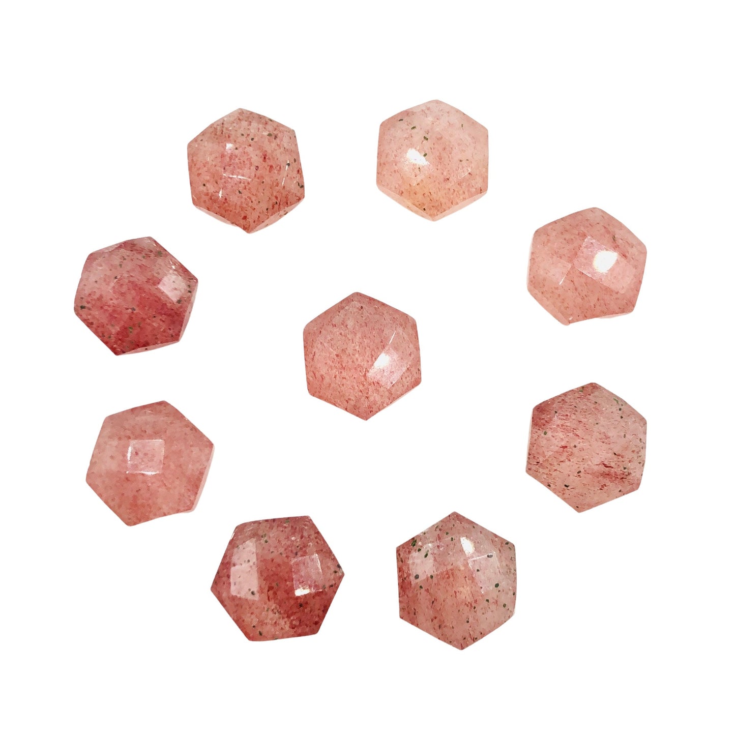 2 Pieces Natural Red Strawberry Faceted Gemstone Beads , Hexagon Shape Gemstone, Earring Components, Size 12mm, SKU - BBI1060