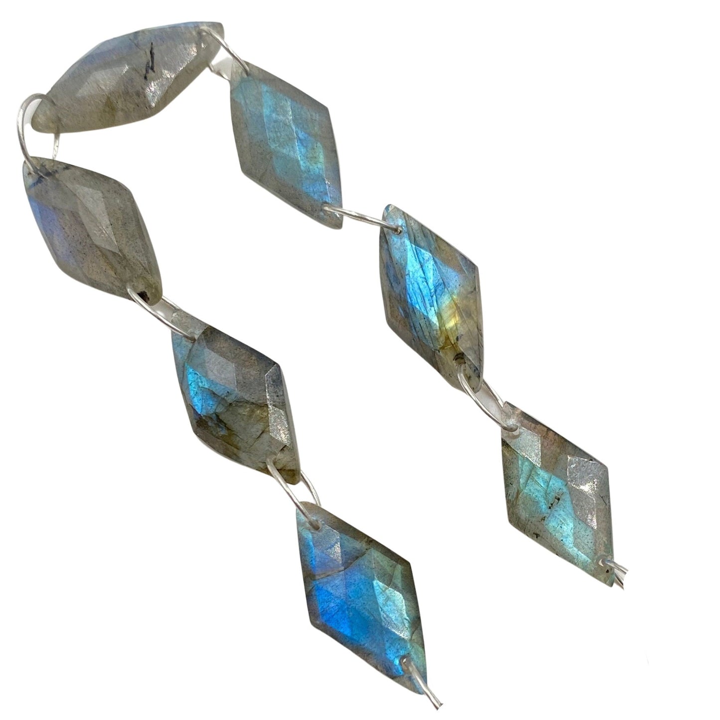 Natural Labradorite Kite Beads - Blue Flash Faceted Gemstone Briolette 9 Pcs