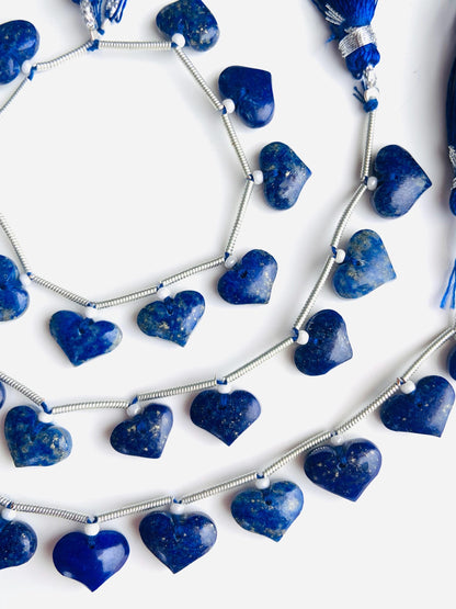 Natural Lapis Lazuli Smooth Heart Briolette Beads 8x10mm Face Drilled Gemstone 10pcs