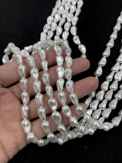 Natural Crystal White (001 650) Genuine Swarovski 5843 Pearls Barque Drop pearl in 12mm Glass Beads for Necklace/Bracelet/Earrings Gifts