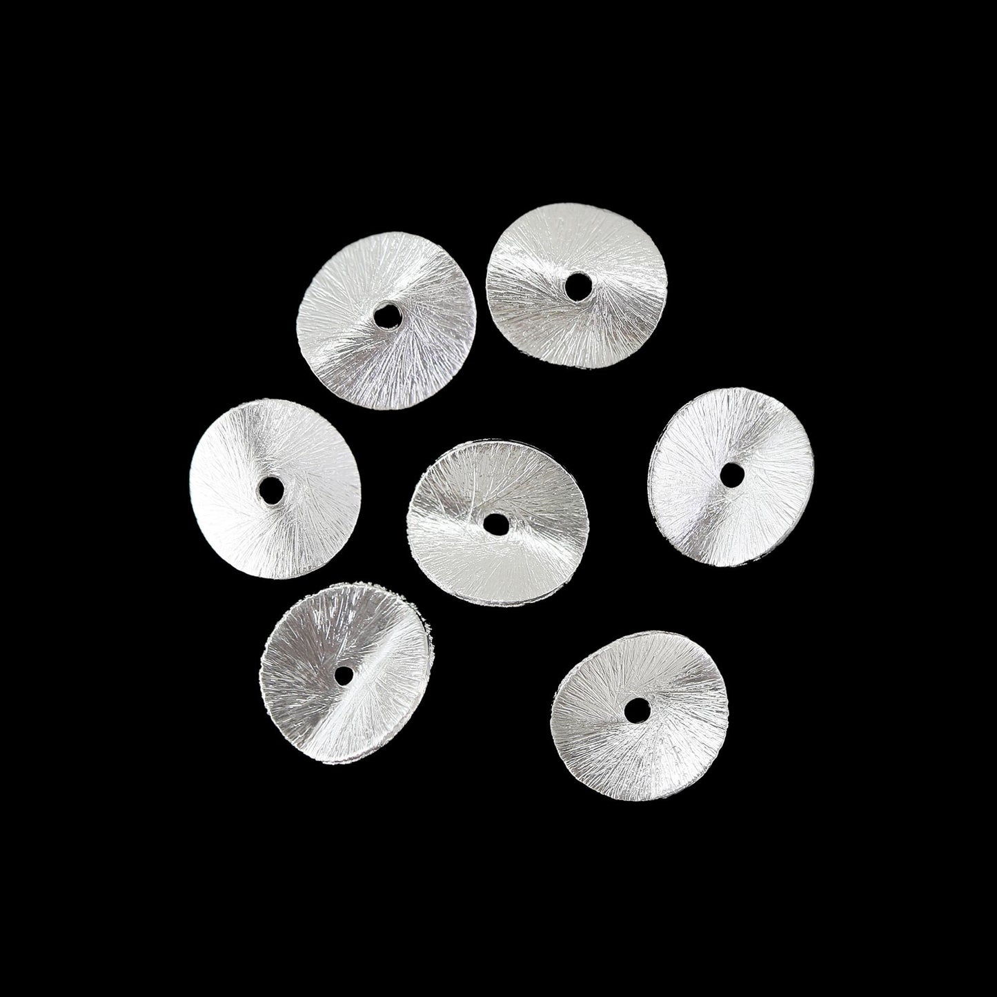 12mm - 20 Pieces Silver Wavy Disk Spacer Beads, Brushed Gold Plated Disc Spacers For Jewelry Making, Heishi Spacers Bulk