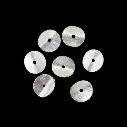 12mm - 20 Pieces Silver Wavy Disk Spacer Beads, Brushed Gold Plated Disc Spacers For Jewelry Making, Heishi Spacers Bulk