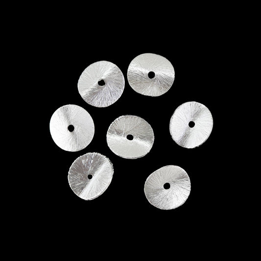 12mm - 20 Pieces Silver Wavy Disk Spacer Beads, Brushed Gold Plated Disc Spacers For Jewelry Making, Heishi Spacers Bulk