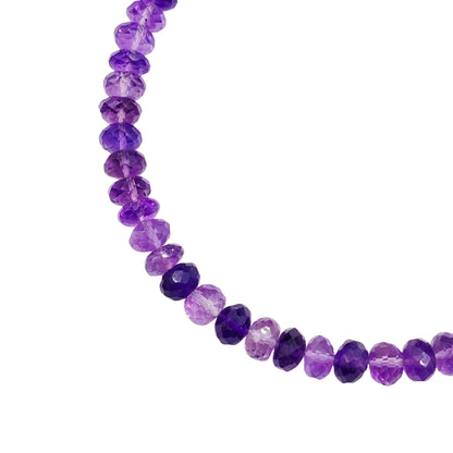 Natural Purple Amethyst Faceted Rondelle Gemstone Beads 8" Strand
