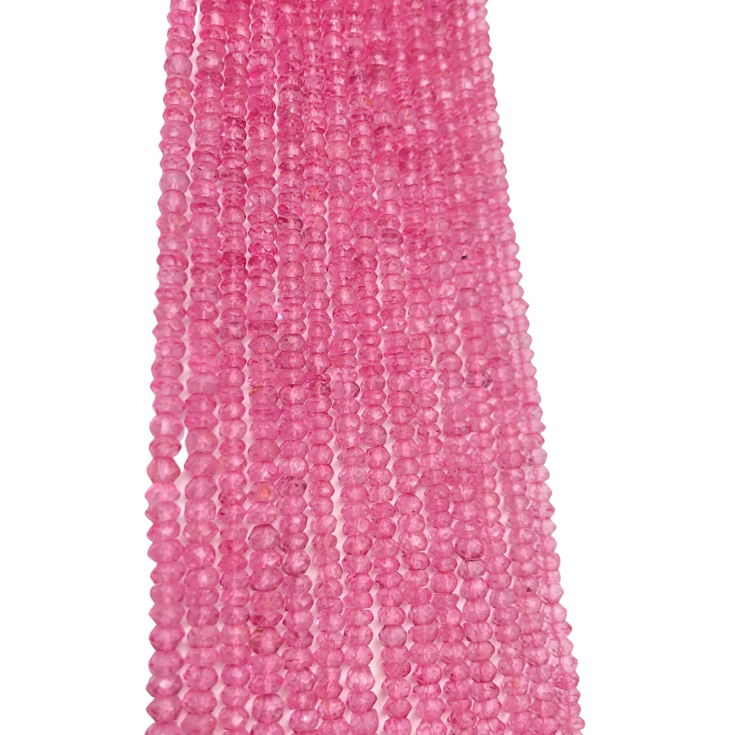 Mystic Pink Topaz Faceted Rondelle Beads, 3mm Gemstone Strand