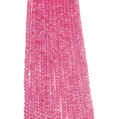 Mystic Pink Topaz Faceted Rondelle Beads, 3mm Gemstone Strand