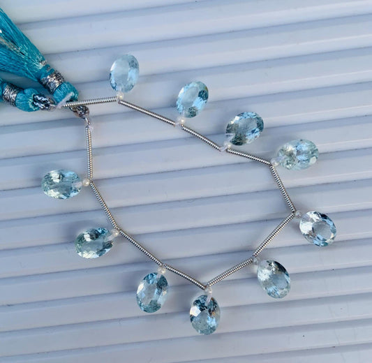 10pcs Natural Swiss Blue Topaz Faceted Oval Cut Gemstone Beads