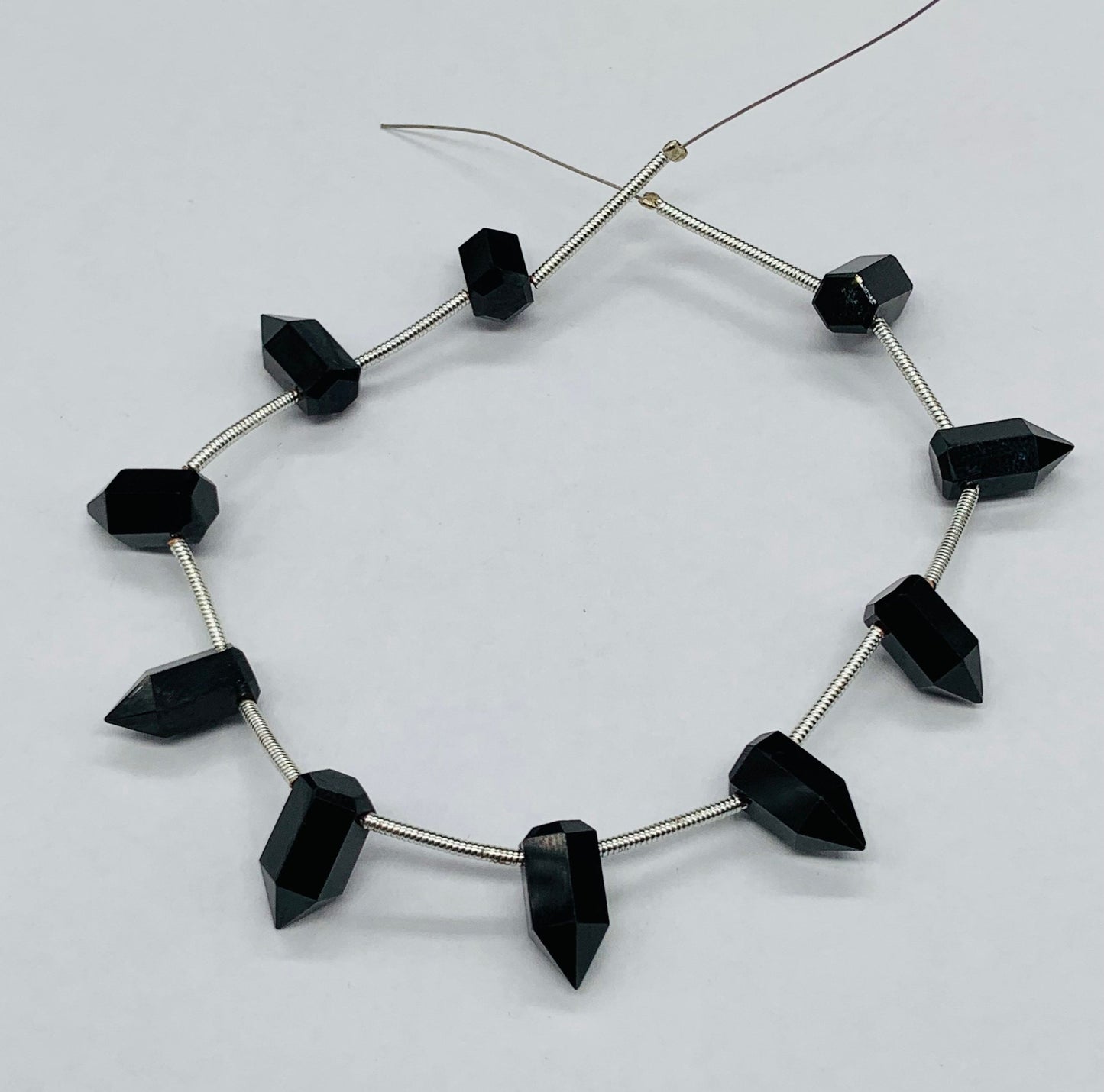 10 Pcs Black Onyx & Faceted Amethyst Beads 6x12mm | Natural Gemstone Necklace