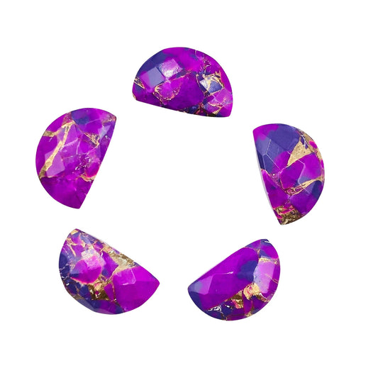 2 Pieces Purple Copper Turquoise gemstone, Half Moon D - Shape gemstone, Earring Components, Half moon gemstone, Size 10x16mm, SKU - BBI244