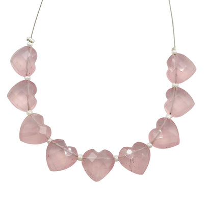 Natural Rose Quartz Faceted Carved Heart Shape Gemstone Briolette Beads | Beads For Jewelry , Wholesale Gemstone beads , SKU - BBI304