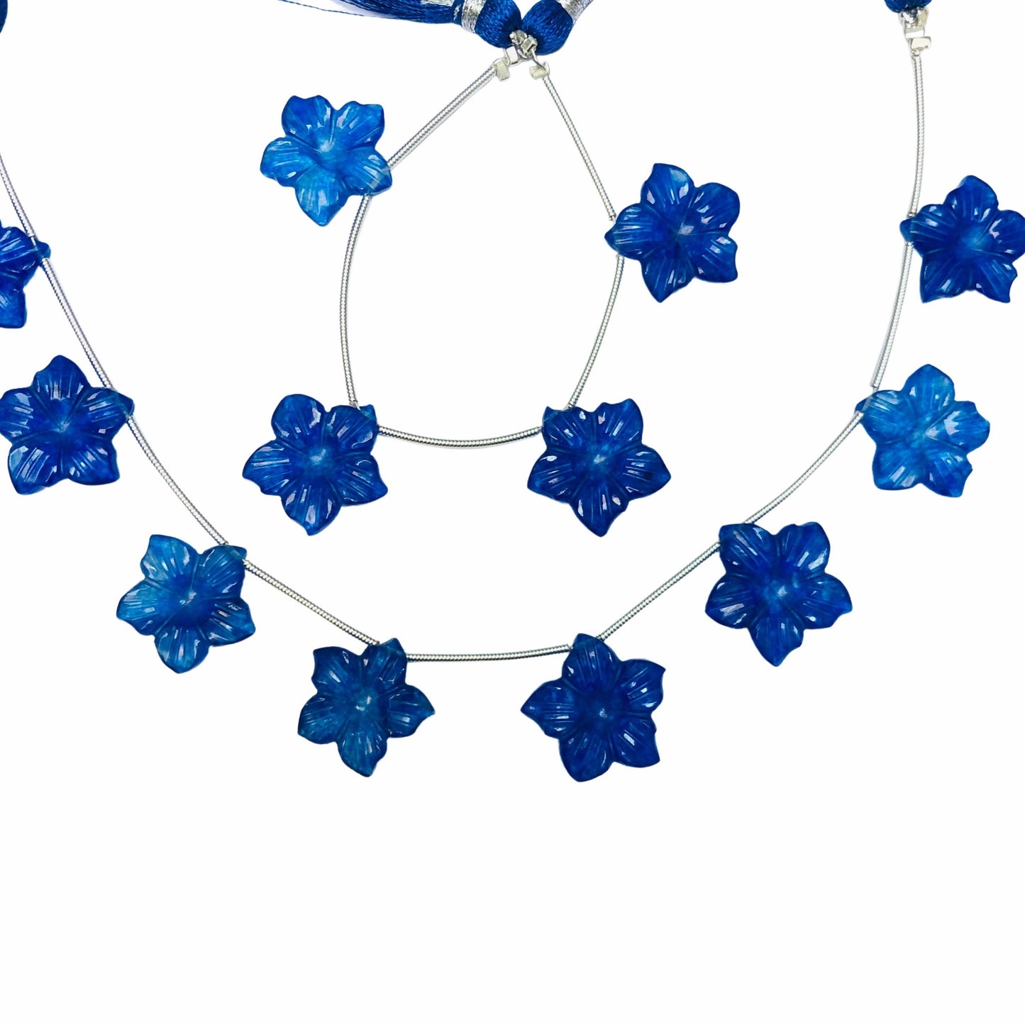 4 Pieces Blue Quartzite Carved Flower Shape Briolette Side Drill Beads ,Blue Quartzite Flower Shape Gemstone beads size 16X16X3 mm Handmade