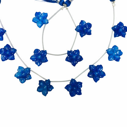 4 Pieces Blue Quartzite Carved Flower Shape Briolette Side Drill Beads ,Blue Quartzite Flower Shape Gemstone beads size 16X16X3 mm Handmade