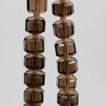 NATURAL Smoky Quartz Graduation Faceted, Tire Shape Gemstone Cabochon Center Drill Beads Line | Genuine Moonstone |Gemstone Beads ! BBI600