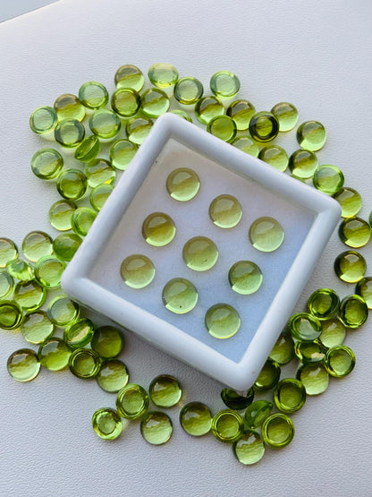 Natural Peridot Smooth Round Gemstone Cabochon, CALIBRATED Loose Stone Cab, Round Jewelry Making Cabochons Semi Precious Cabochons for ring