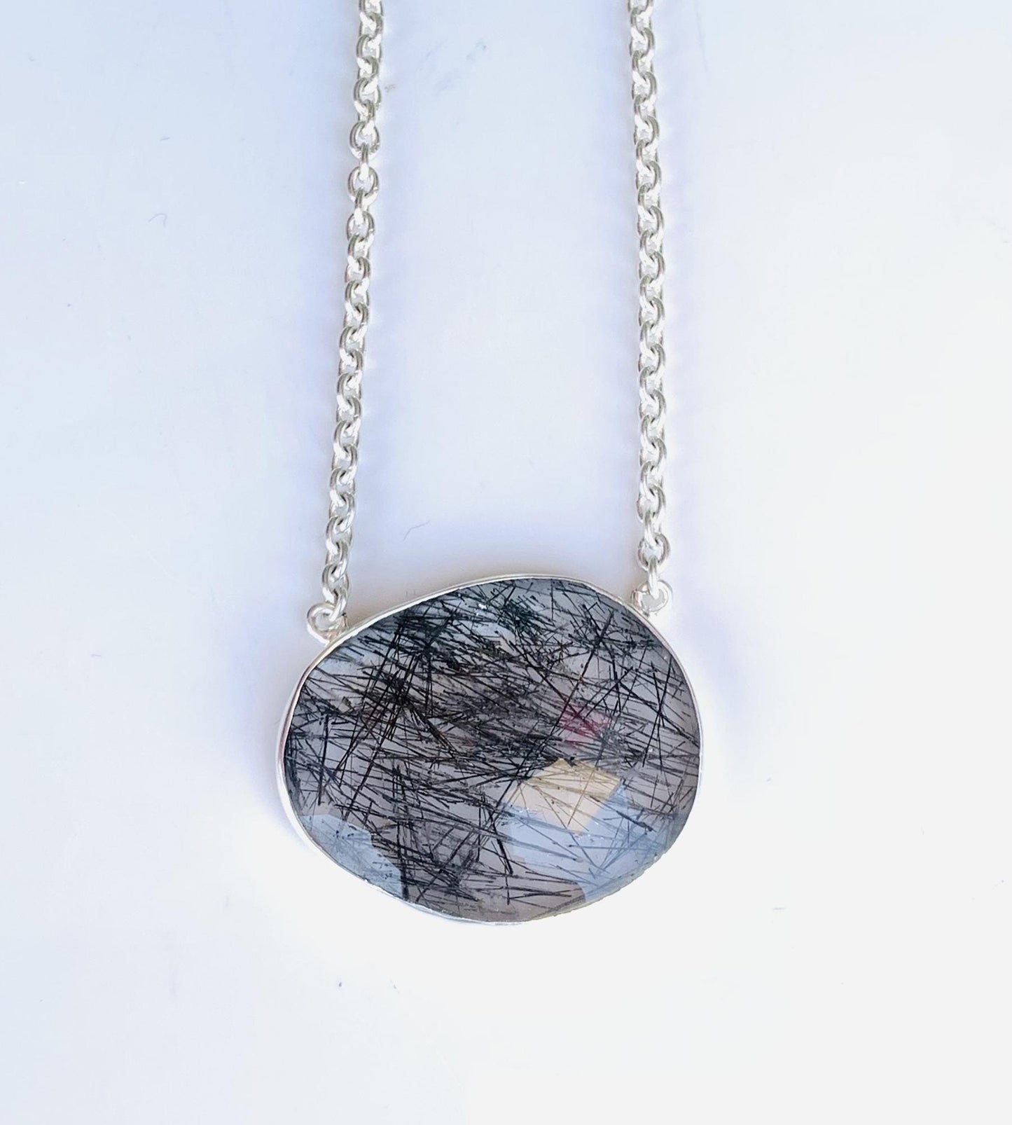 Rosecut Black Rutile Necklace – Vermeil Gold Jewelry