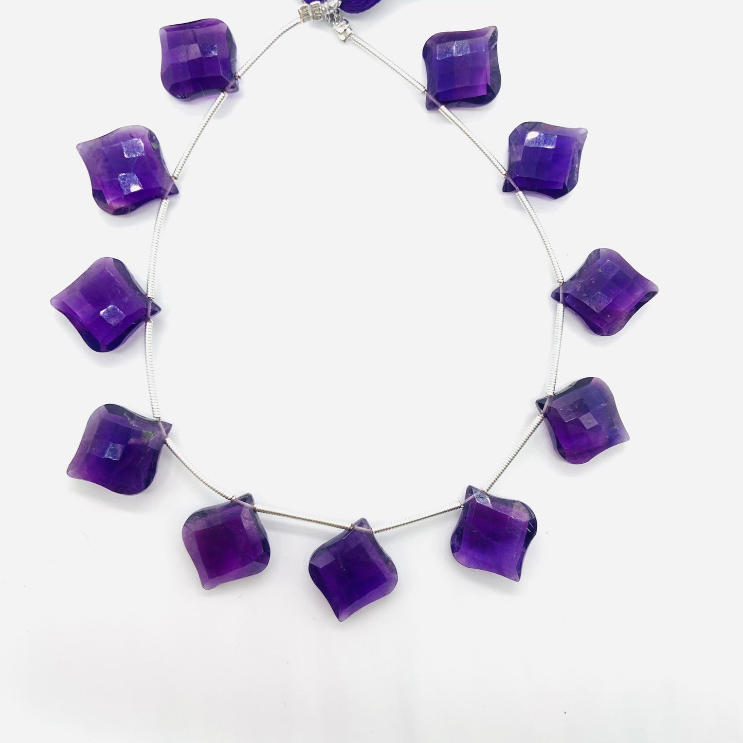 Natural Amethyst Hand Carved Fancy Cut Gemstone Beads 10 Pcs