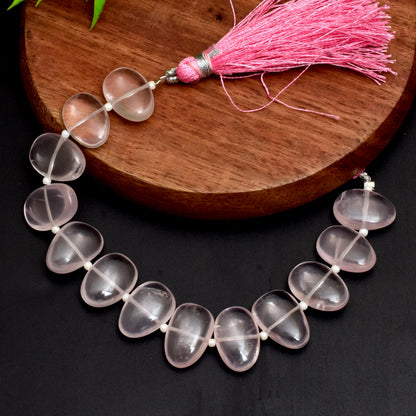 10 Pcs Natural Rose Quartz Smooth Cloud Beads Soft Pink Love oval Gemstone Strand for Necklace/Bracelet Loose Gemstone Beads for Jewelry