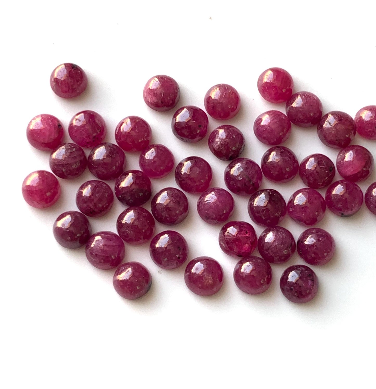 Natural Red Ruby Smooth Round Gemstone Cabochon, CALIBRATED Loose Stone Cab, Round Jewelry Making Cabochons Semi Precious Cabochon