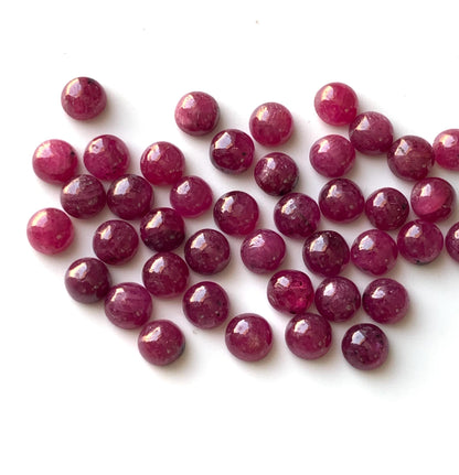 Natural Red Ruby Smooth Round Gemstone Cabochon, CALIBRATED Loose Stone Cab, Round Jewelry Making Cabochons Semi Precious Cabochon