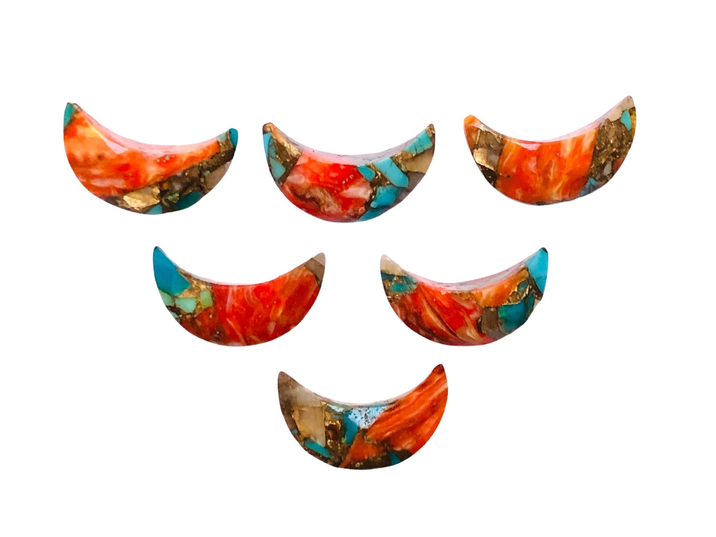 2 Pieces Spiny Oyster Copper Turquoise Moon , Crescent moon shape gemstone, carving gemstone, Moon shape gemstone, Size 7x16mm SKU- BBI032