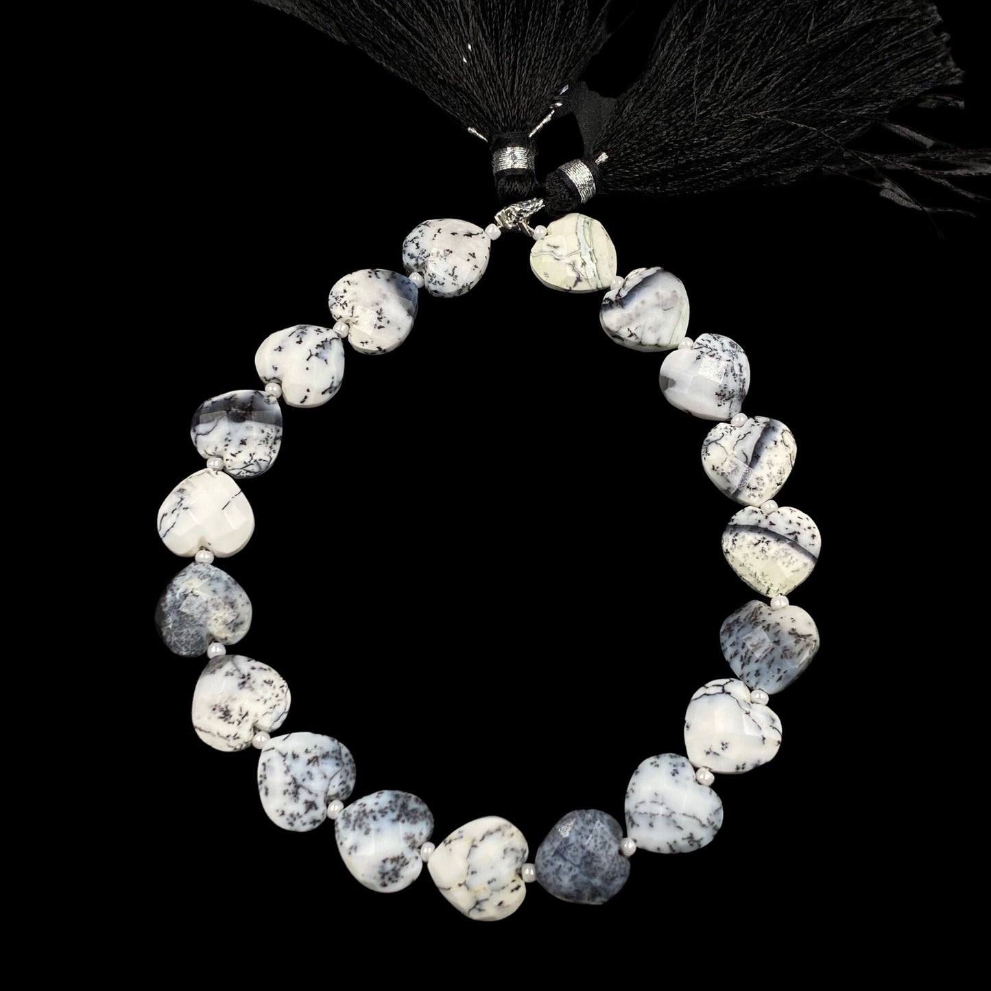 20 PCS Natural Dendrite Opal Heart Briolette Beads