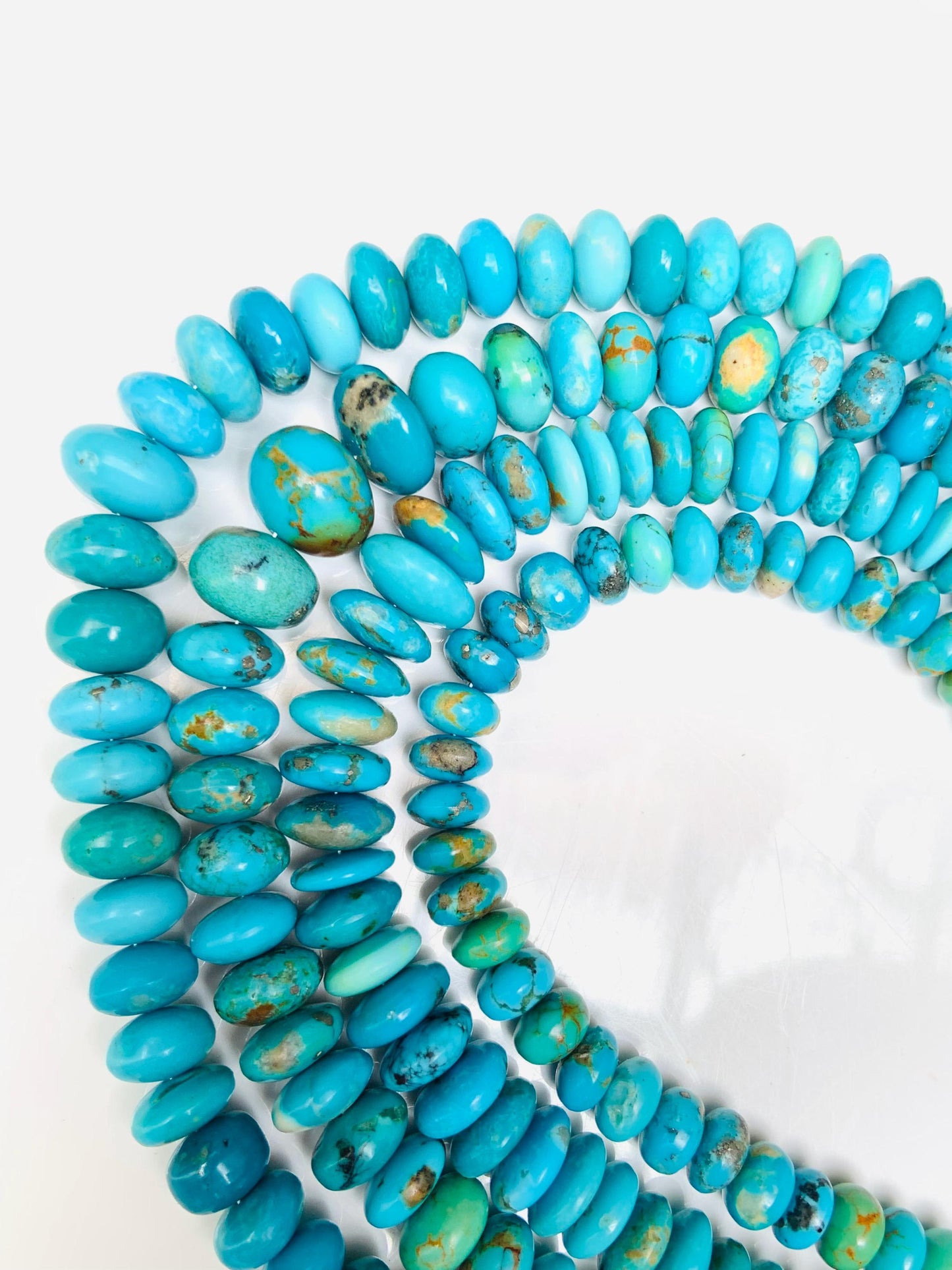 Arizona Turquoise Rondelle Beads: Smooth Gemstone Briolettes, 13-inch Strand