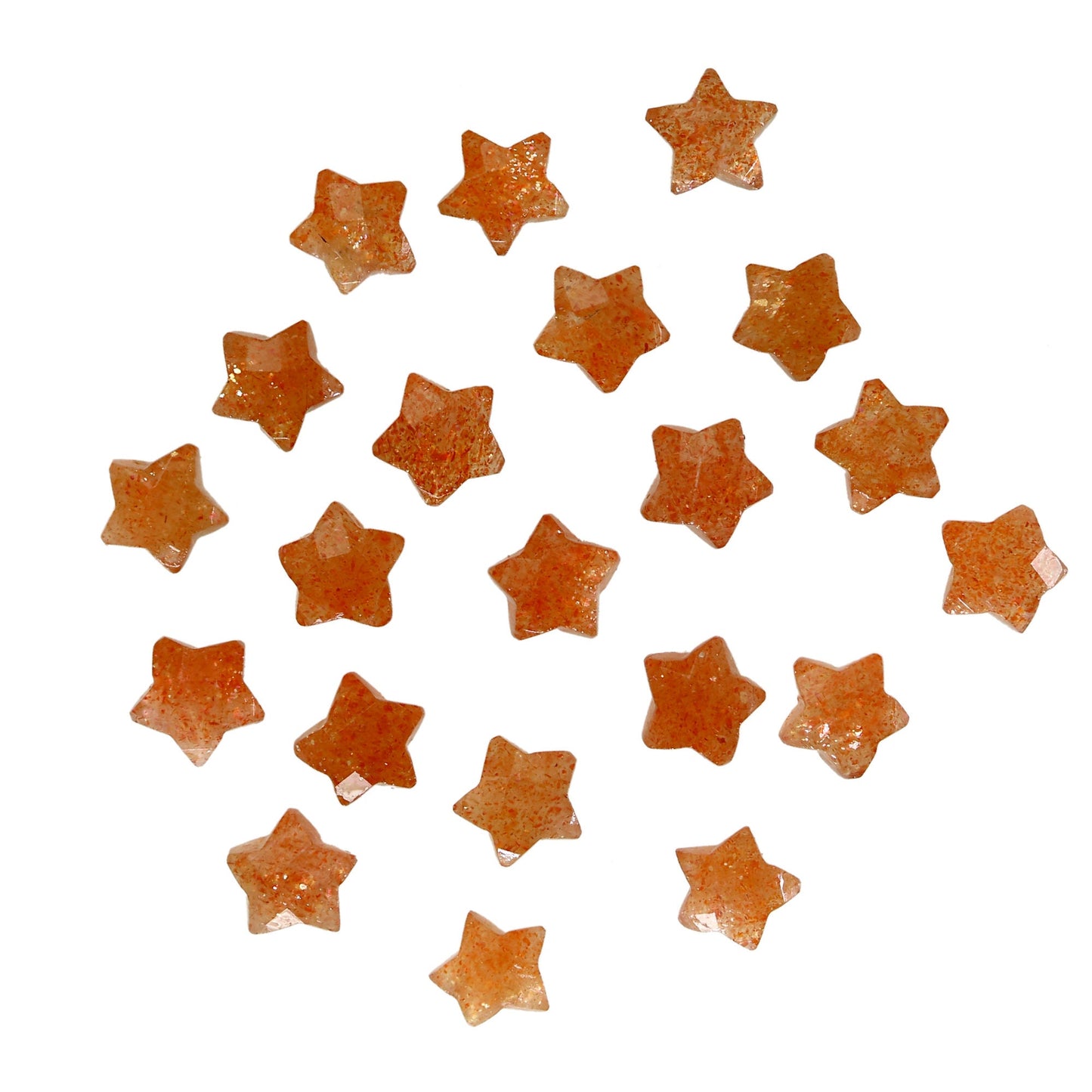 Natural Orange Sunstone Hand Carved Star Shape Briolette Gemstone 10mm