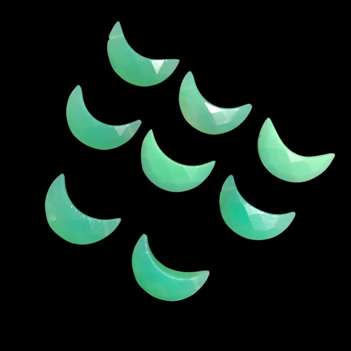 2 Pcs Chrysoprase Crescent Moon Gemstone | Natural Carved Stone | BBI038 - BeadsBoatInc