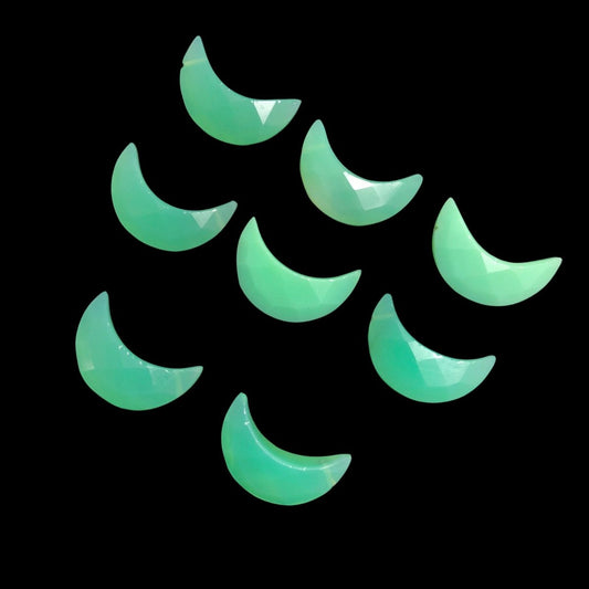 2 Pcs Chrysoprase Crescent Moon Gemstone | Natural Carved Stone | BBI038 - BeadsBoatInc