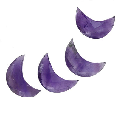 2 Pcs Natural African Amethyst Crescent Moon Gemstone | Carved Moon Stone - BeadsBoatInc
