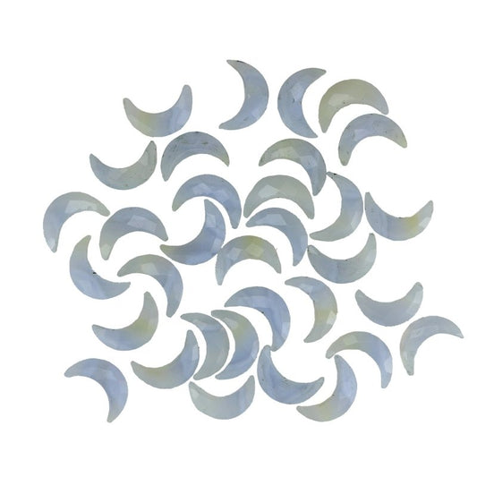 2 Pcs Natural Blue Lace Agate Crescent Moon Gemstone | Hand Carved | 7x16mm - BeadsBoatInc