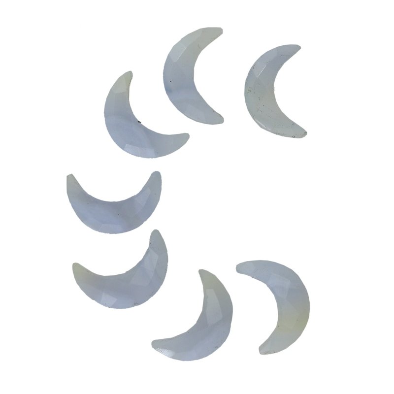 2 Pcs Natural Blue Lace Agate Crescent Moon Gemstone | Hand Carved | 7x16mm - BeadsBoatInc
