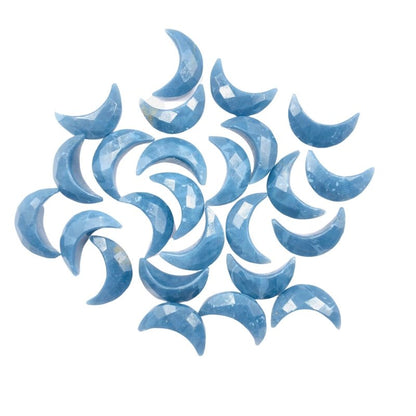 2 Pcs Natural Blue Opal Crescent Moon Gemstone | Carved Moon Shape Beads - BeadsBoatInc