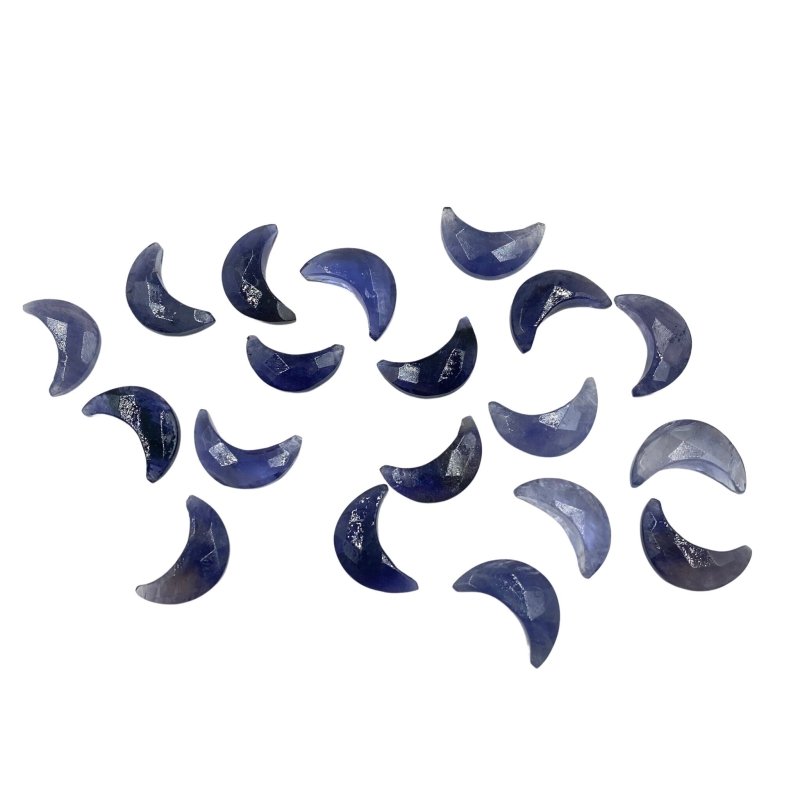 2 Pcs Natural Iolite Faceted Crescent Moon Gemstone Beads | Carved Moon Stone - BeadsBoatInc