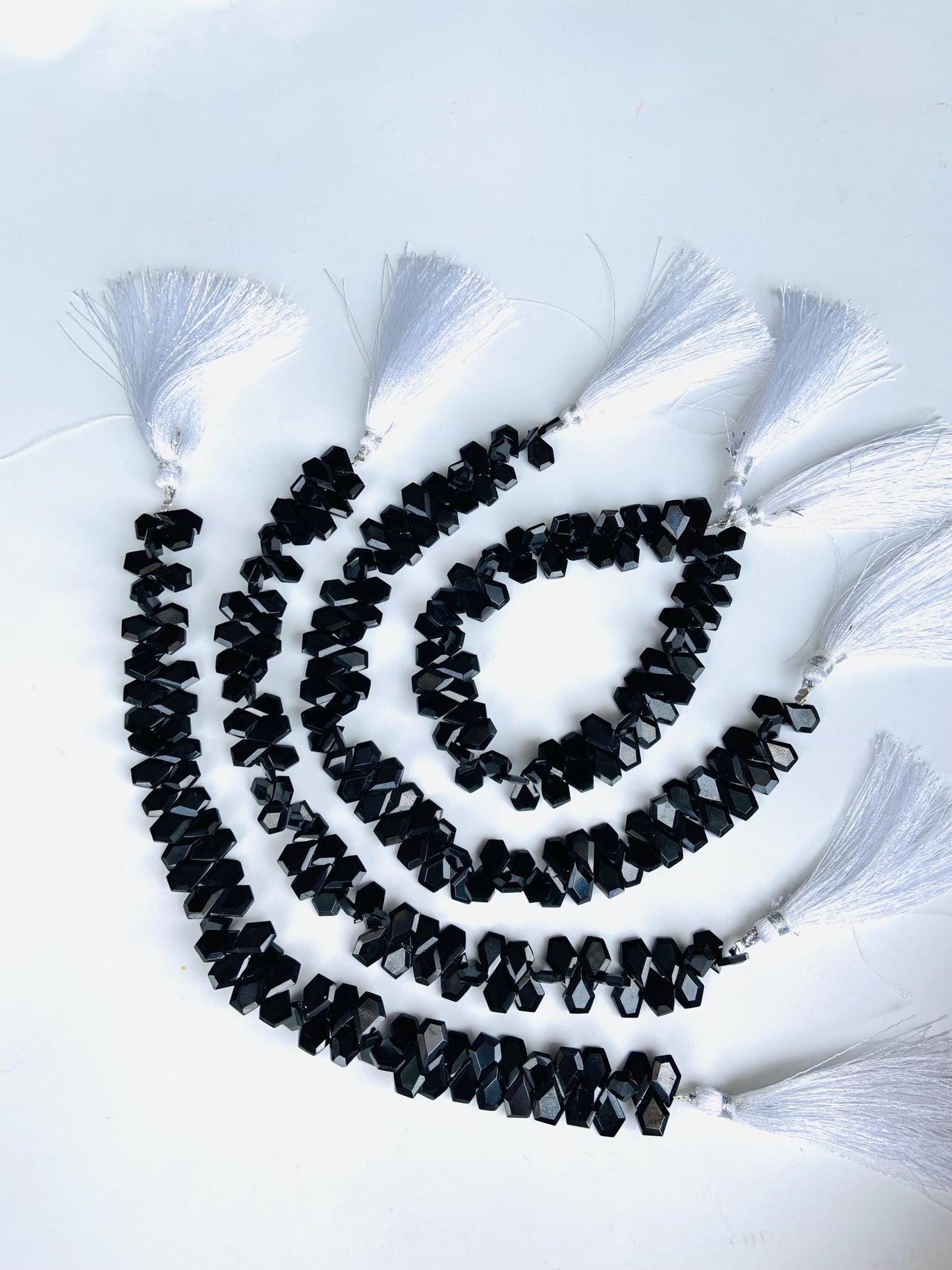 Natural Black Spinel Faceted Step Cut Nugget Beads