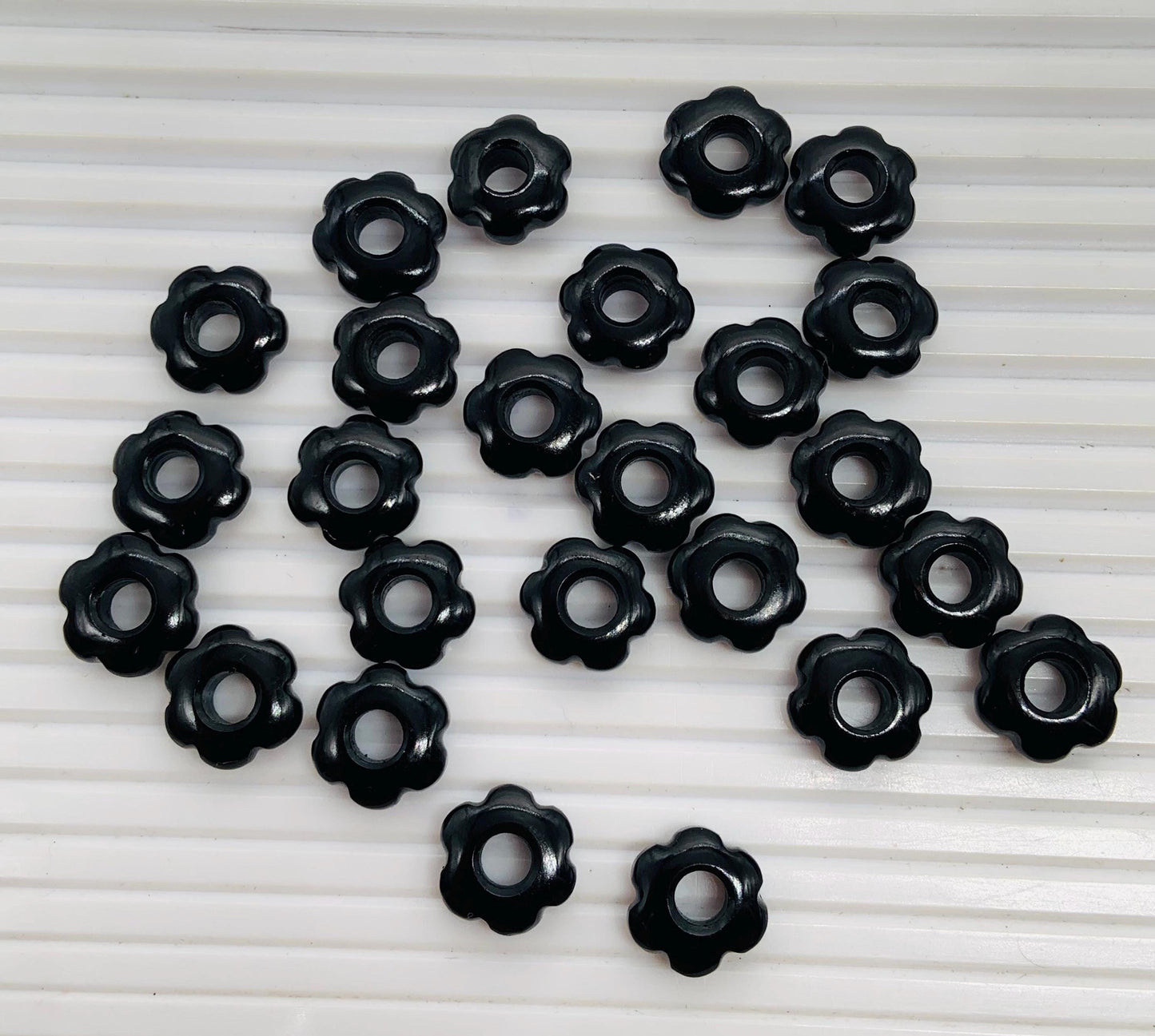 Black Onyx 4 Pieces 15mm Smooth Flower Beads | Handmade Jewelry & Bracelet Beads