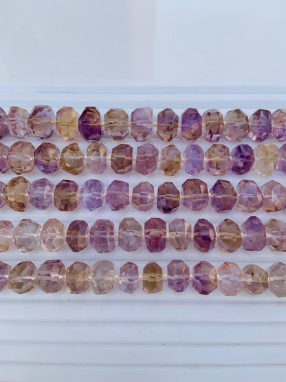 Natural Ametrine Faceted Tumble Cubes Center Drill Natural Gemstone Beads Ametrine Faceted Beads | Ametrine Cube beads | 8 Inches Strand