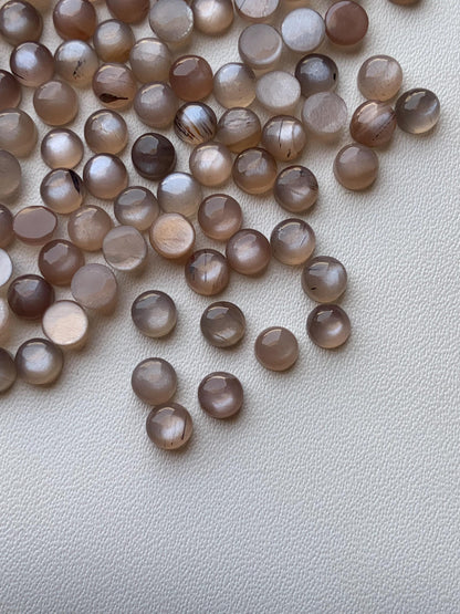 Natural Chocolate Moonstone Smooth Round Gemstone Cabochon, CALIBRATED Loose Stone Cab, Round Jewelry Cabochons Semi Precious Cabochons