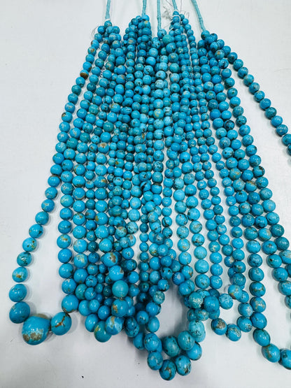Arizona Turquoise Smooth Round Beads 16" Strand | Polished Gemstone Beads for Jewelry