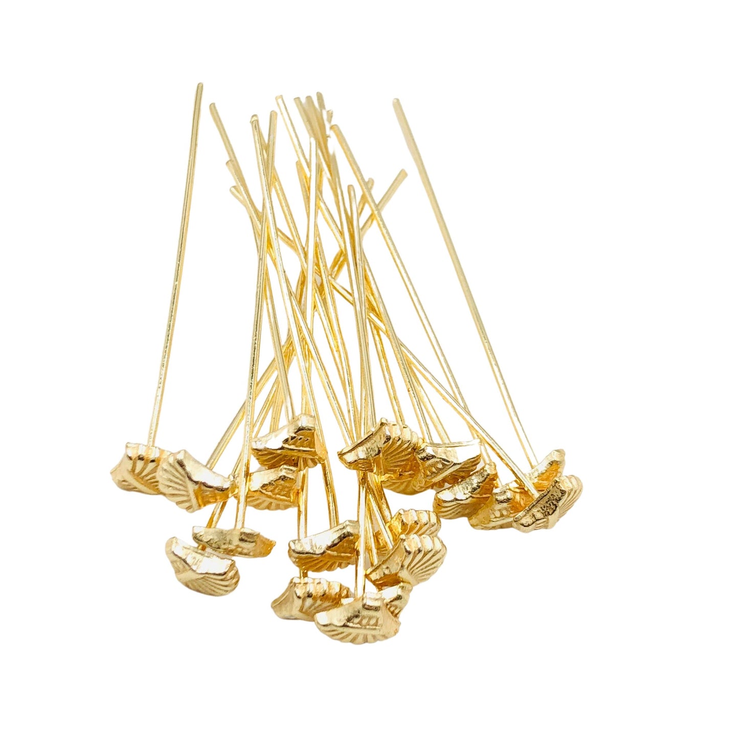 Gold-Plated Flower Headpins – 50 PCS 52mm Decorative Jewelry Findings