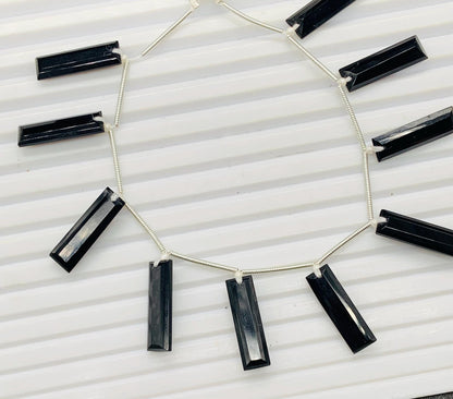 Black Onyx 10 Pieces Baguette Step-Cut Faceted Beads 20x6x4mm
